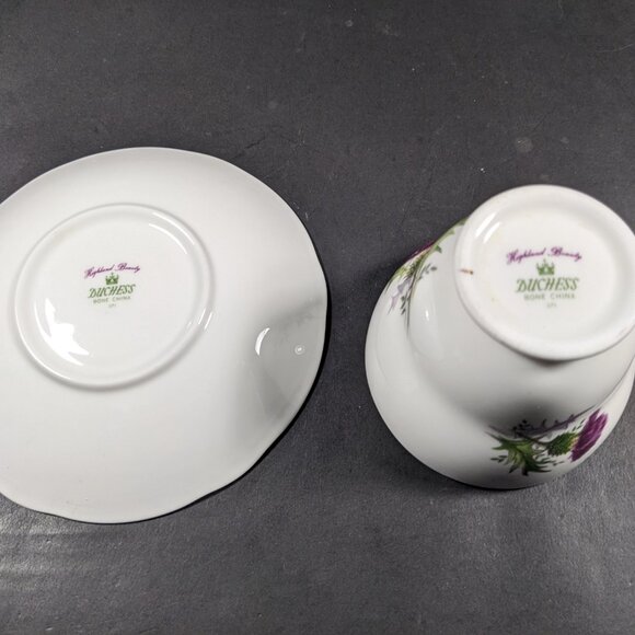 Vintage Duchess Scottish Thistle Teacup & Saucer Bone China - Picture 4 of 4